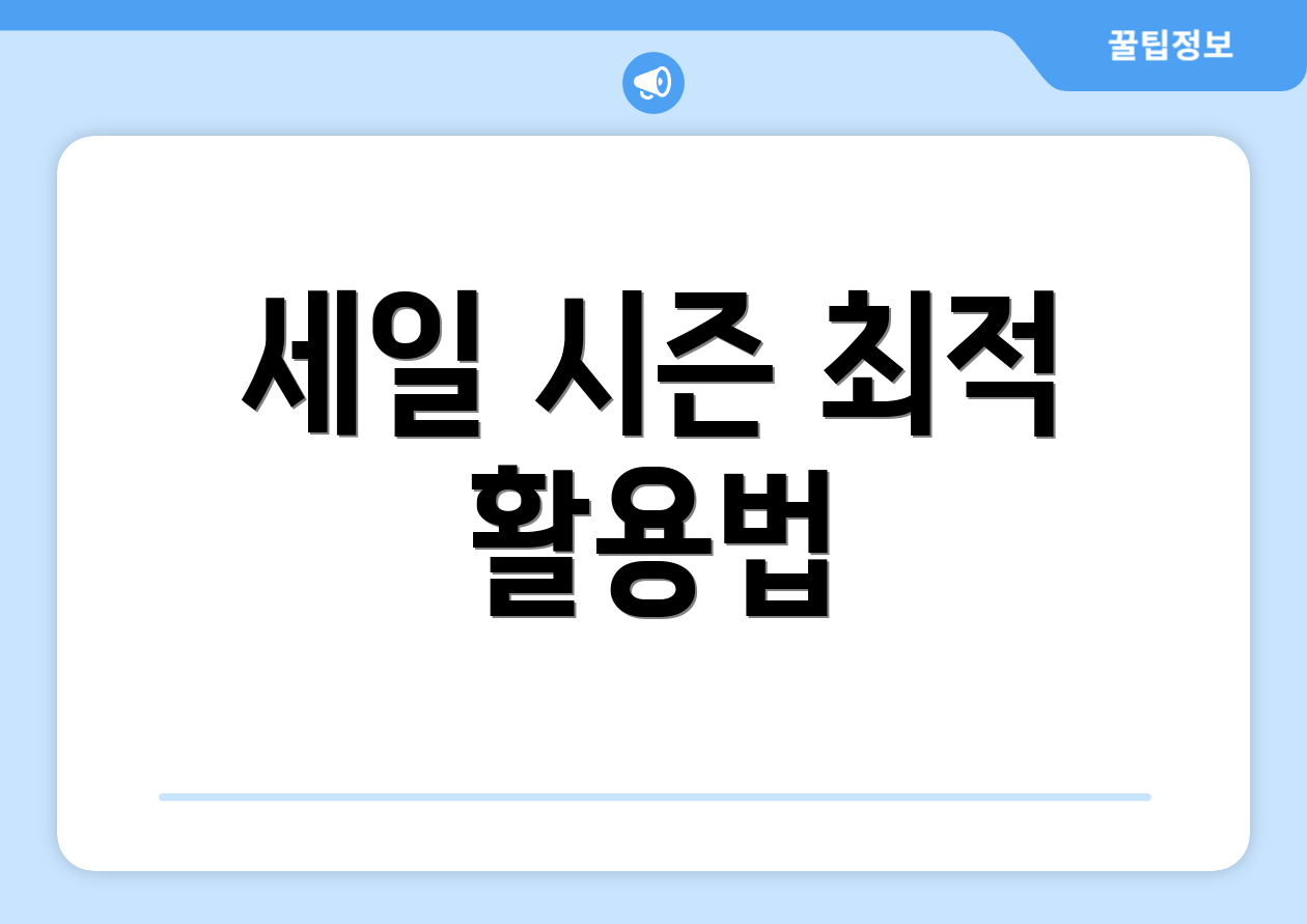 세일 시즌 최적 활용법