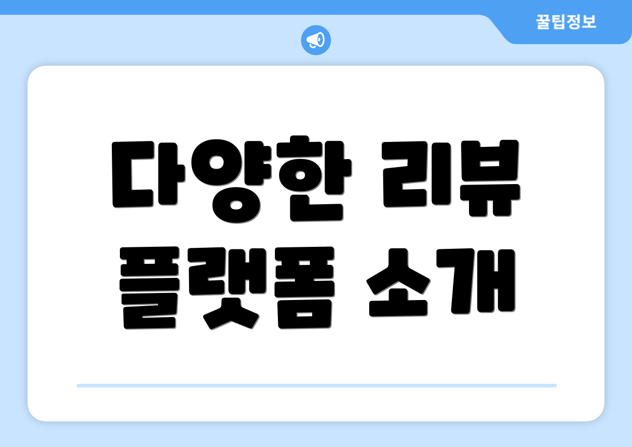 다양한 리뷰 플랫폼 소개