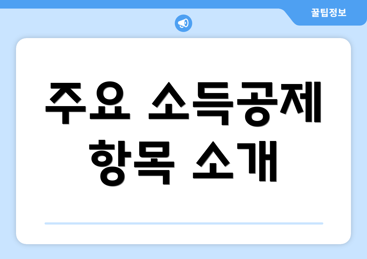 주요 소득공제 항목 소개